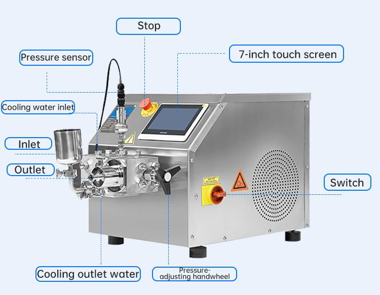 Laboratory High Pressure Homogenizer Nano Homogenizer Lab Nano Emulsification Homogenizer Machine for Cosmetic Pharma Food Research