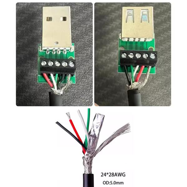 Metal Case USB Male or Female Jack to 5-pin Screw Terminal Blocks Connector Adapter
