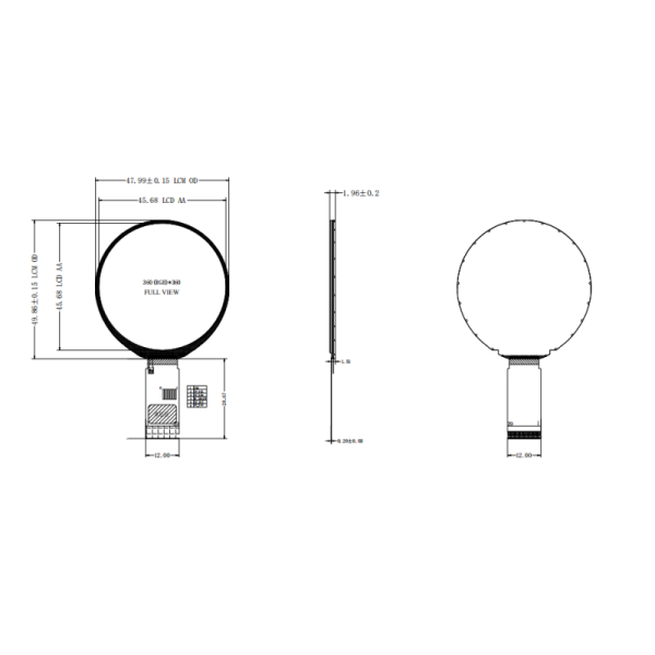 1.8 Inch TFT LCD Optional Touch Screen 360*360 MIPI QSPI SPI RGB Interface Display