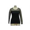 See Through Mesh Neck Sleeve Women Casual Attire , Women'S Fitted Black T Shirt for sale