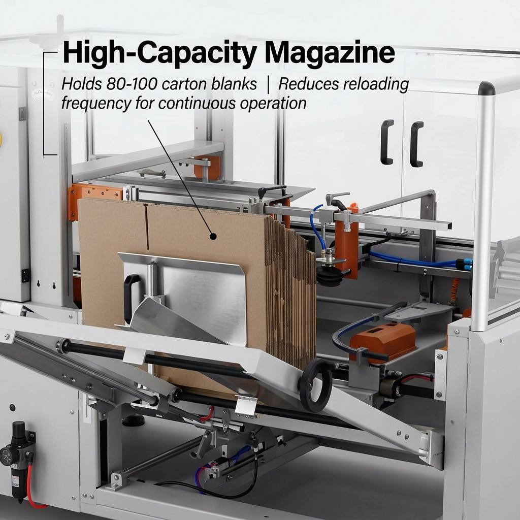 HXP40E Fully Automated Box Forming Device Connecting With Downstream Packaging Conveyor