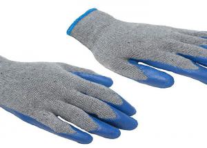 China Nylon Knitted Liner Latex Palm Coated Gloves , Blue Garden Work Gloves on sale