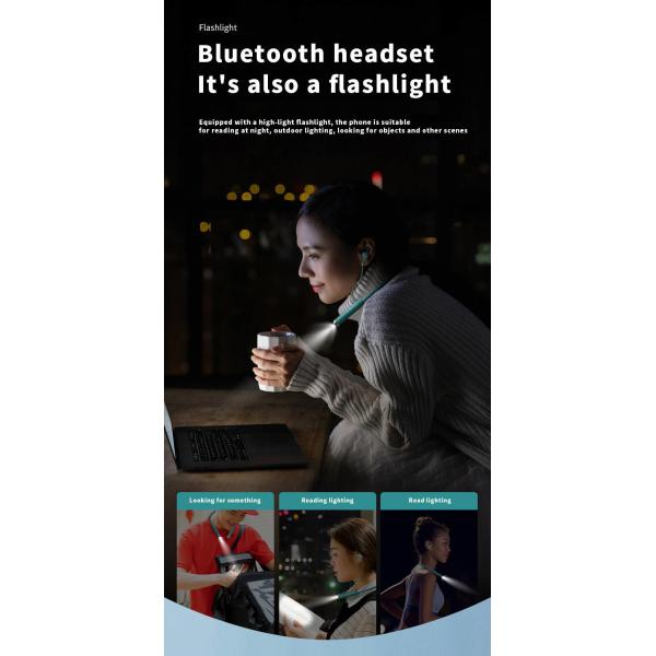 Bluetooth Neckband Earphones With 70H Playing Flashlight TF Card Model