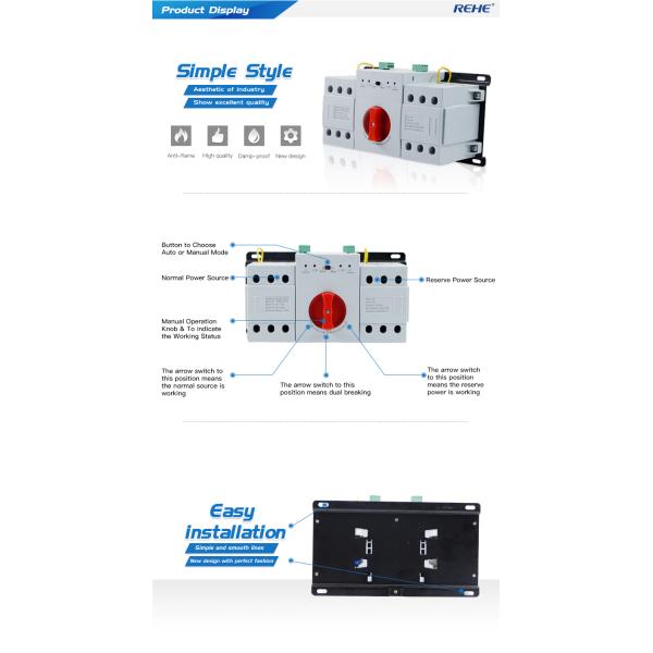 63A 3P Generator Controller ATS Automatic Transfer Switch Manual Changeover Switch