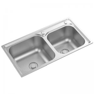 China Restaurant Double Bowl Sink Kitchen SUS304 Brushed  Color on sale