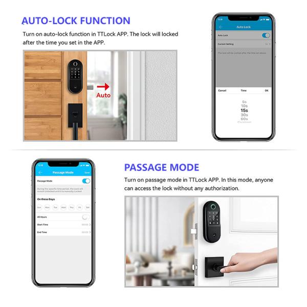 Bluetooth Smart Deadbolt Door Lock Black Ttlock Digital Door Lock