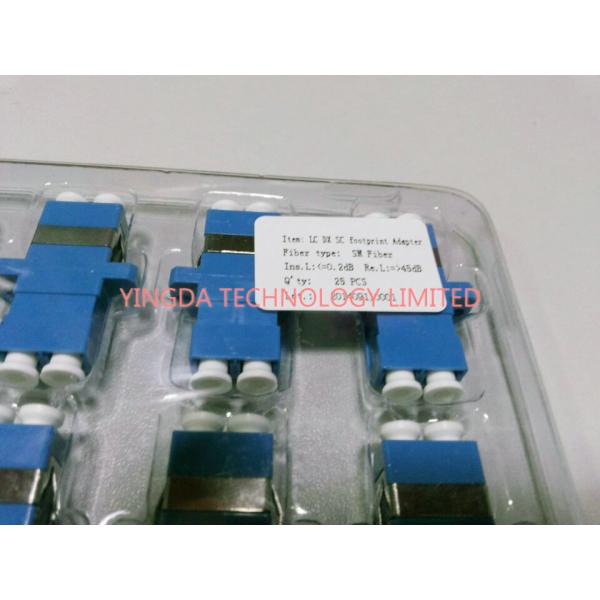 PBT Fiber Optic Adapter LC Duplex SC Footprint Type Blue Single Mode High Density