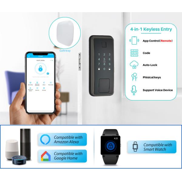 Silver Smart Deadbolt Door Lock RFID Card Fingerprint Door Lock