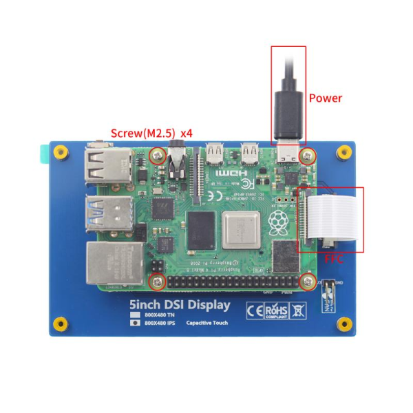 IPS TFT Screen Raspberry Pi 5inch HDMI LCD Display 800x480 Capacitive Touch Screen