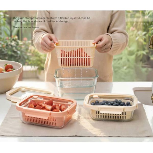 IKOO Stackable Airtight Glass Food Container 1050ml BPA-Free