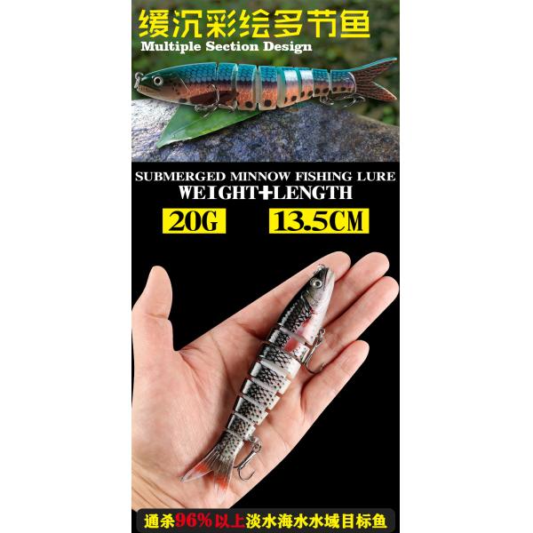 Mackerel Bionic Eight Section Hard Fishing Lure Bait 20g 13.5cm