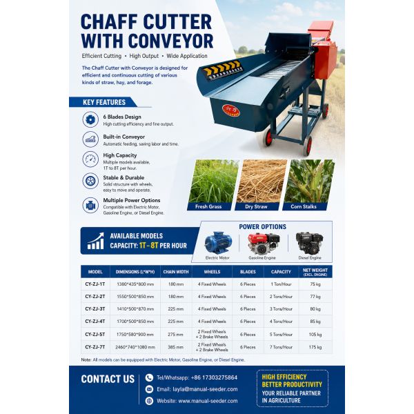 Chaff Cutter with Conveyor Machine For Silage Cutting And Fiber Processing
