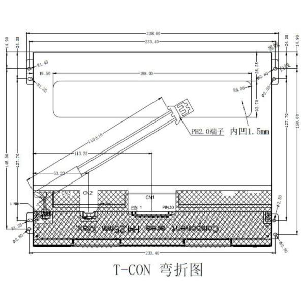 10.4 Inch IPS LCD TFT 1024x768 with LVDS Interface 30 Pin Color Display