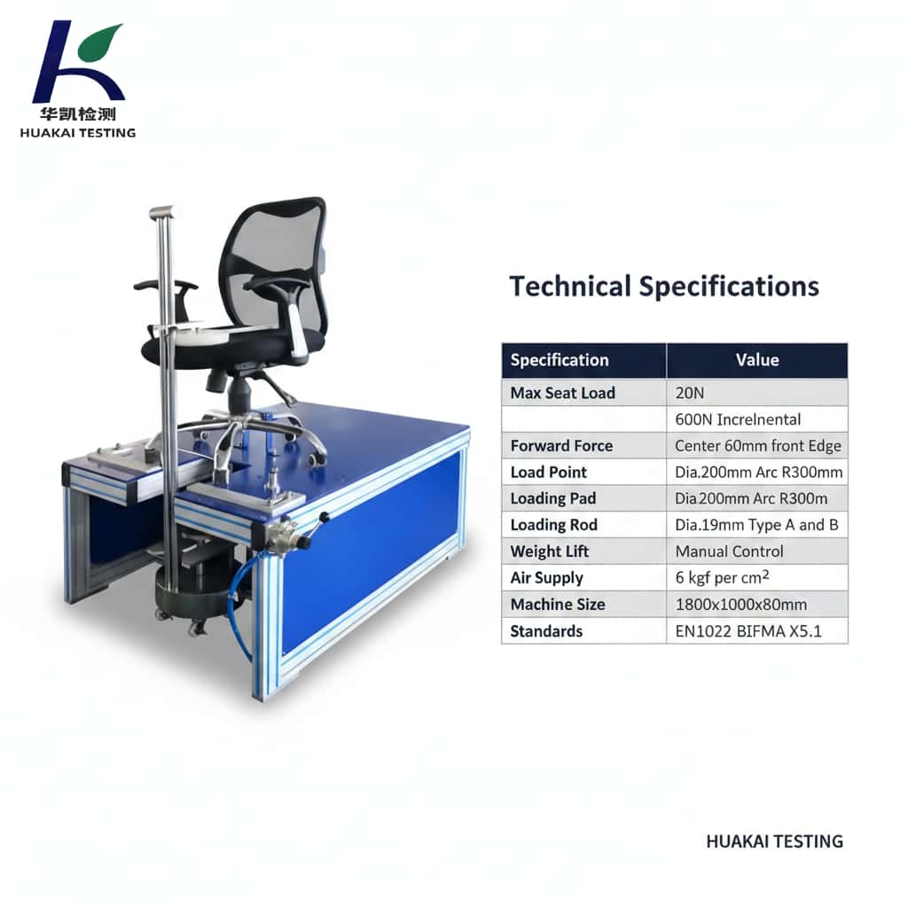 BIFMA X5.1 EN 1022 Office Chair Stability Testing Machine | Chair Forward Stability Tester | Furniture Safety Test Equipment