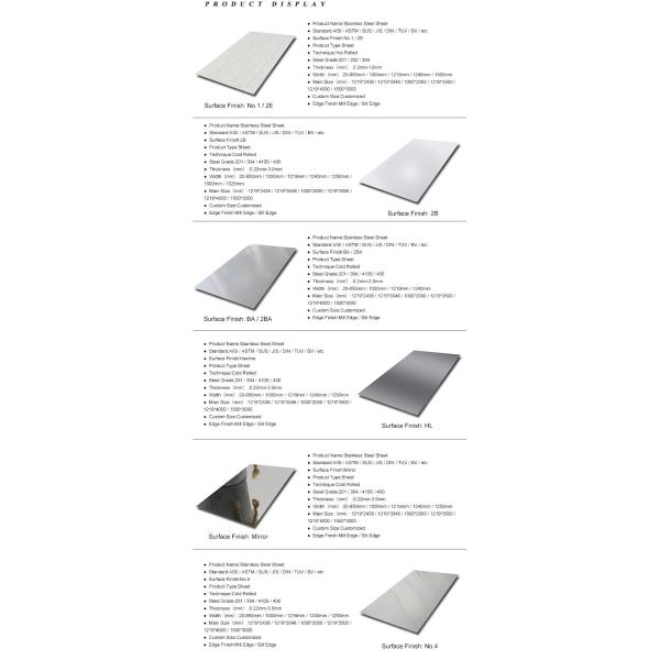 AISI ASTM 1000mm Width Hot / Cold Rolled 201 Stainless Steel Plate For Mechanical