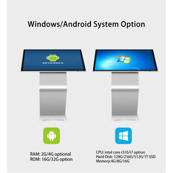 55 Inch Touch Screen Kiosk Android WiFi Horizontal Advertising Display Angled Interactive Inquiry Machine OEM