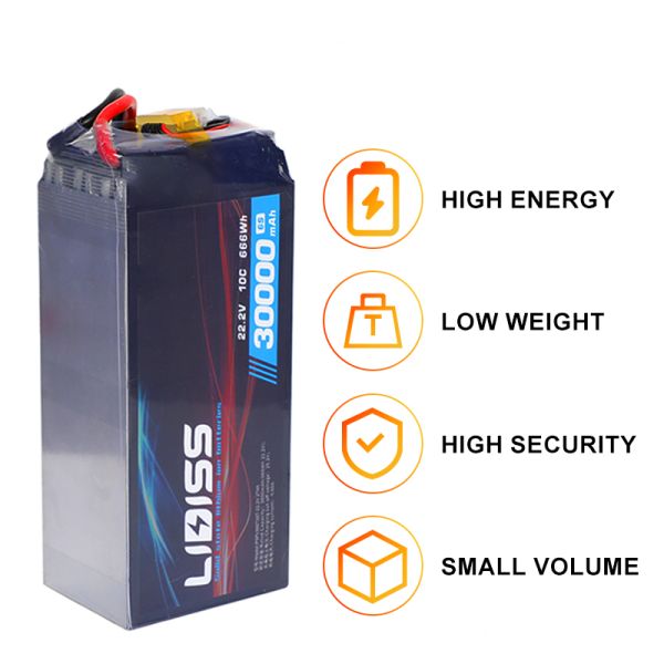 Semi Solid State 30000mAh 30Ah 22.2V 666Wh 10C 6S Solid State Lipo Battery Pack with High Energy Density Lightweight Design