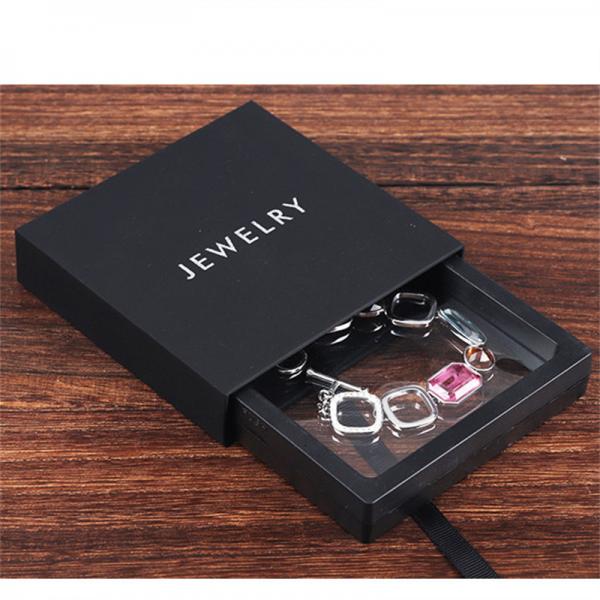 Clear Flip Cover Cardboard Jewelry Gift Box With Sliding Drawer OEM ODM