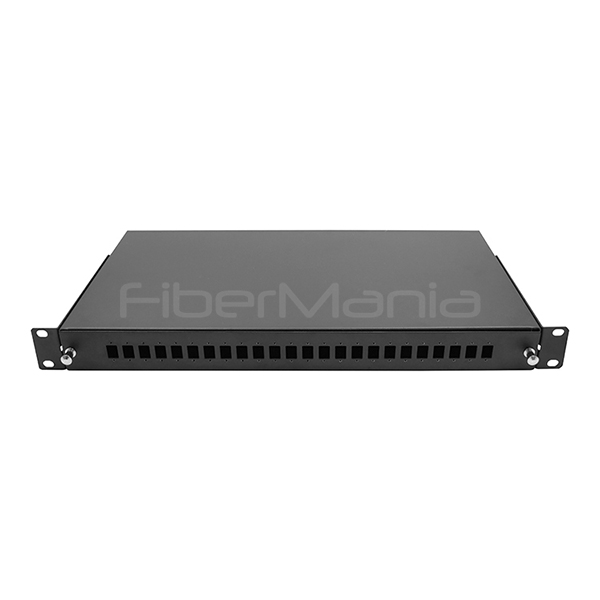 Sliding Fiber Optic Patch Panels 1U 19 Inch With 24 SC Simplex OS2 Single Mode Adapters