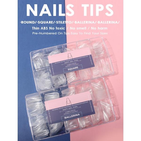Artificial Full Cover Medium Almond Long Stiletto Shape Gel Tips Nail Box Kit 500pcs Nail Tips for DIY Nail Art