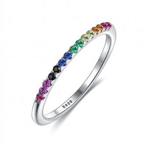 China 21.1mm 1.2g Sterling Silver Jewelry Rings ODM Lead Free Rainbow Color Ring on sale