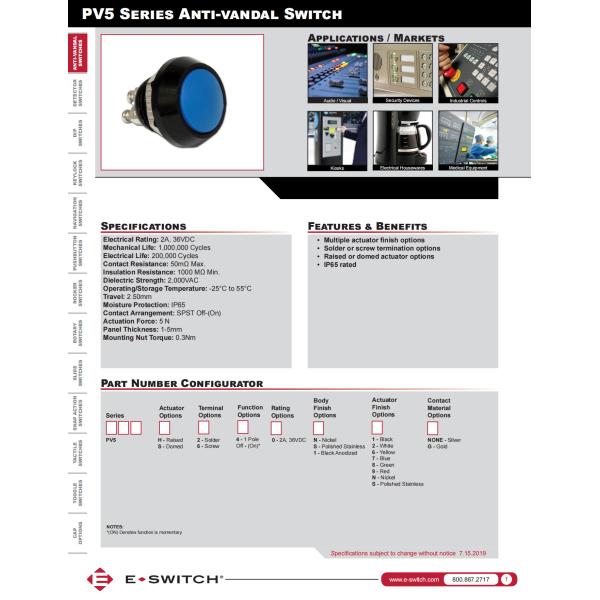 SPST Momentary Push Button Switch OFF / ON Dome 2A 36VDC Electronic Components