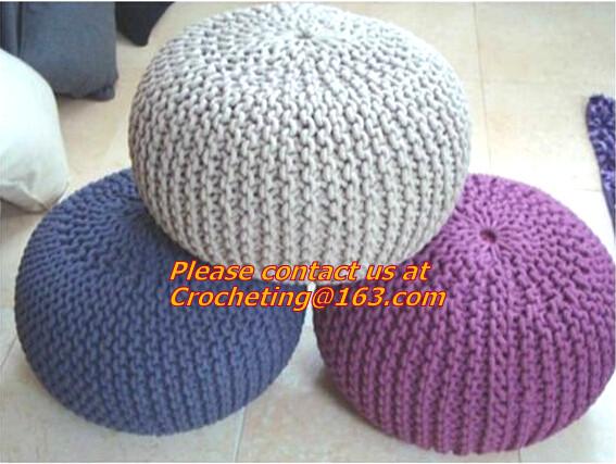 Quality Middle size cotton crochet floor pouffe crochet pouf hassock Ottoman Floor Cushion for sale