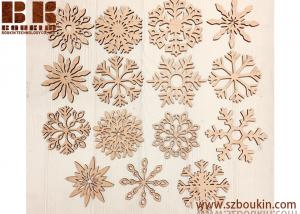 Wholesale Set of 15 Wooden Snowflakes Hanging Ornament Set for DIY Christmas Tree 8*8cm 0.3cm thickness from china suppliers