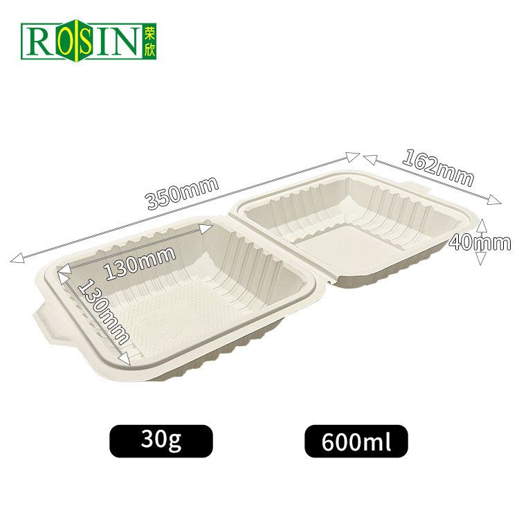 ODM Biodegradable Corn Starch Clamshell Takeaway Food Container with Lid
