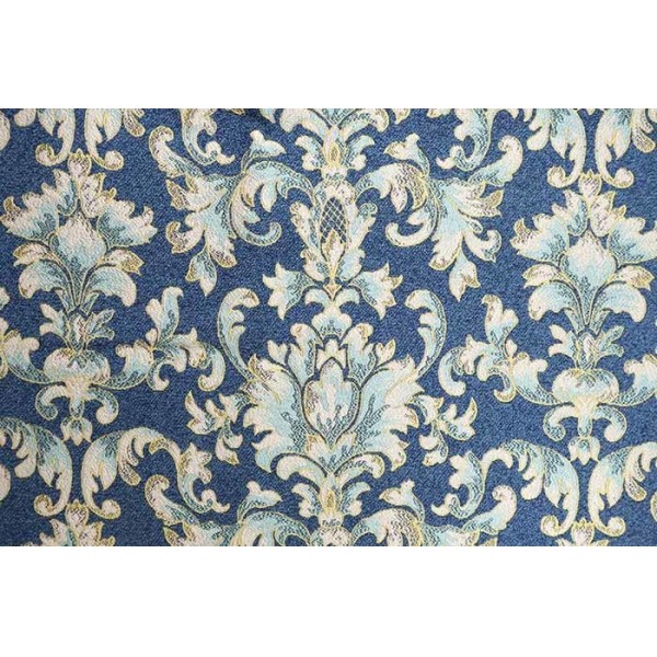 Luxury Blue-Gold Damask & Geometric AB Jacquard Fabric