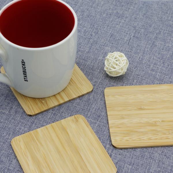 3mm Square Cold Drinks Bamboo Cup Coasters For Hot Beverage