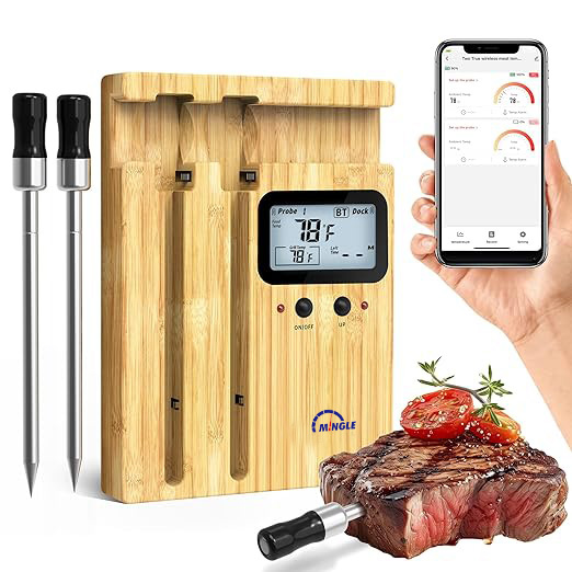 165ft Smart Wireless Thermometer Digital Instant Read Bluetooth Meat Thermometer APP Remote Thermometer With Ceramic Handle