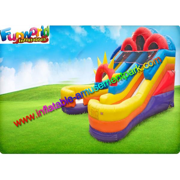 Red Yellow Commercial Inflatable Slide , 16ft Double Inflatable Climbing Slide