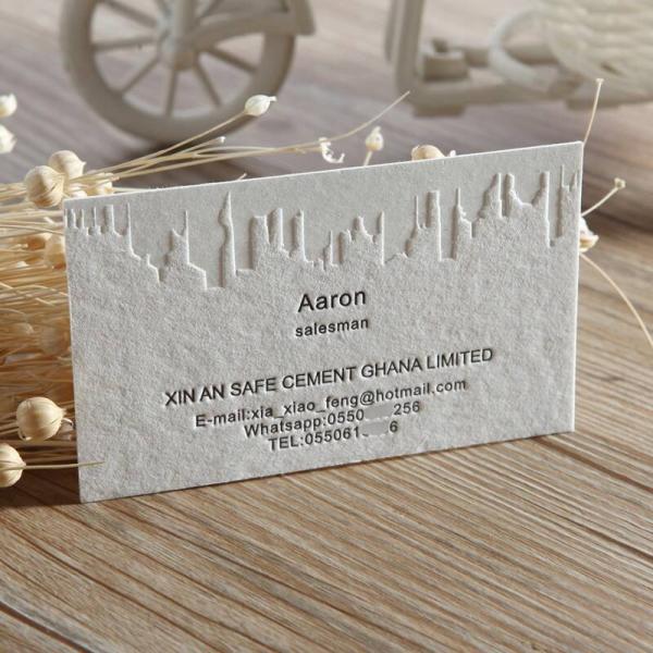 Embossed Indentation Thank You Cards on Art Paper Customized for Small Business Needs