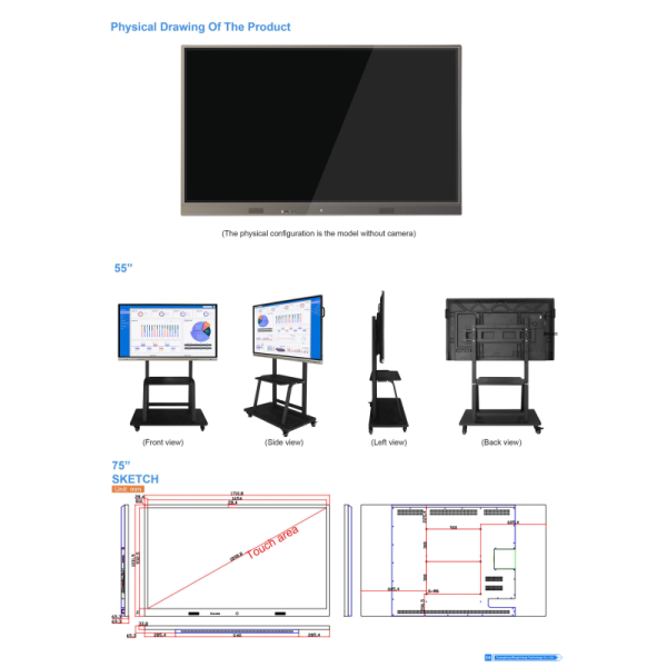 MJK 55 Inch OEM Interactive Whiteboard Durable Full Color 1080p HD Display 1 Year Indoor Use Infrared Touch for School Education