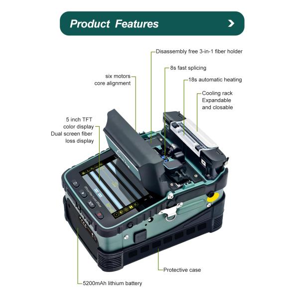AI-6A + Fusion Splicer Electrode FTTH Fiber Optic Welding Splicing Machine Fiber Optic Splicing Machine