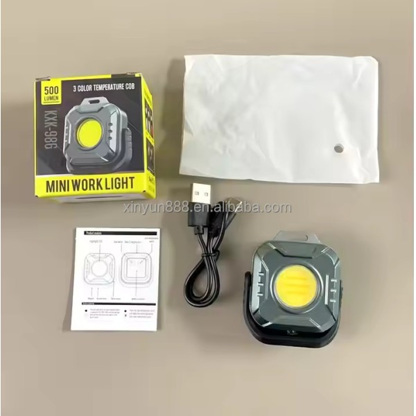 New 360 Degree Rotating 4 Color Temperature Mini COB Led Rechargeable Keychain Work Light with Strong Magnet