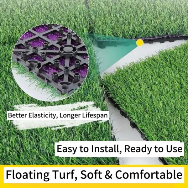 Waterproof High Density Artificial Grass Carpet with Easy Installation Interlocking Lawn Tiles