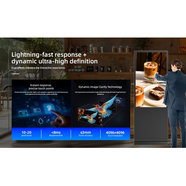 32 Inch Vertical Floor Standing Touch Screen Digital Signage Kiosk Capacitive 4K UHD Android Commercial