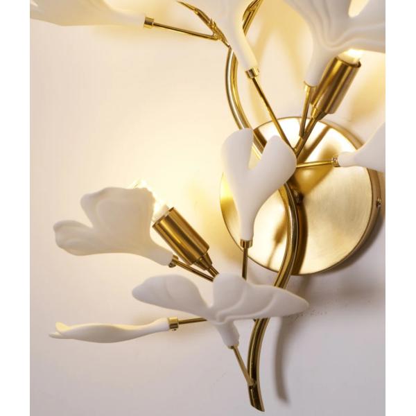 Hotel Elegant Magnolia Flower Ceramic Wall Lamp