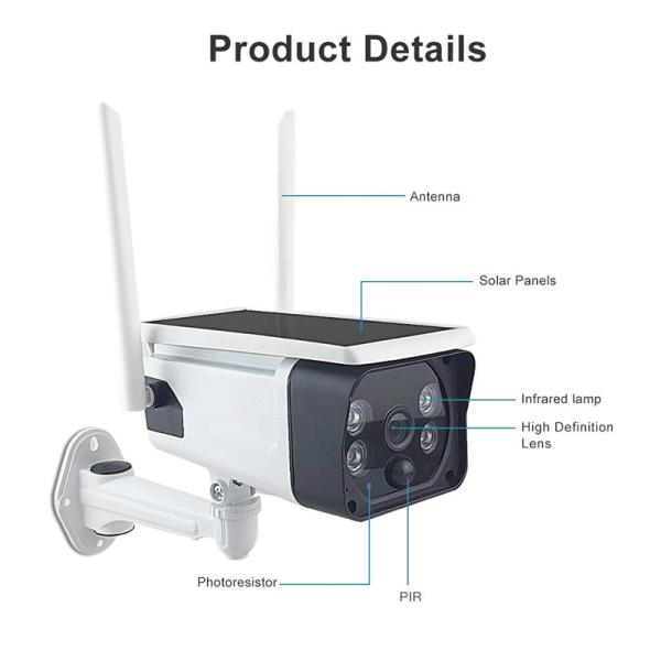 Solar Tuya Smart Camera Wireless Monitoring IP67 Waterproof 1080P HD Wifi Security Camera