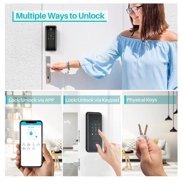 Silver Smart Deadbolt Door Lock RFID Card Fingerprint Door Lock