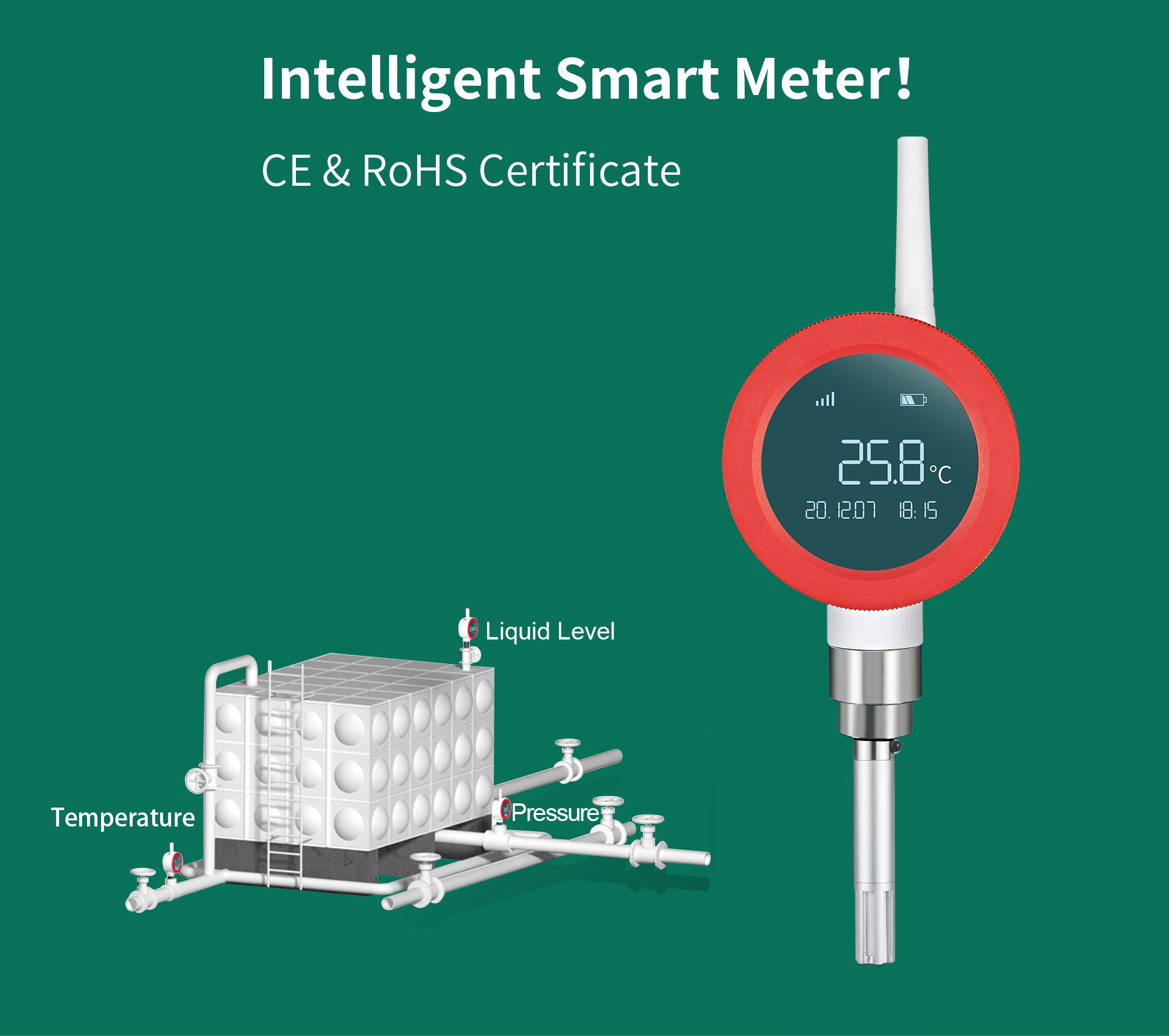 Smart Wireless Temperature Transmitter Sensor With Nb Iot 4G Lora Communication Ip66 Waterproof