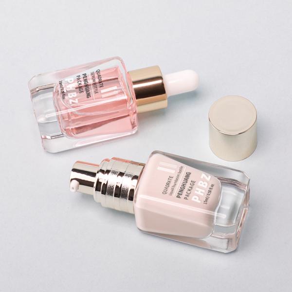 Square Stransparent Foundation Glass Bottle 15ml Sample Size Cosmetic Lotion Bottle