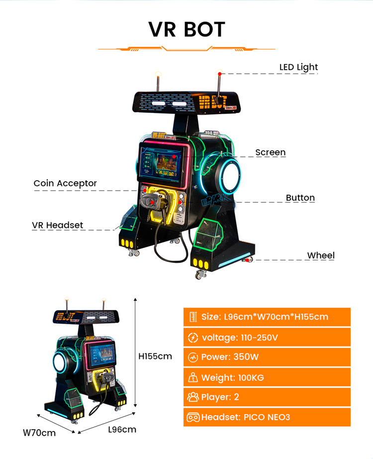 Commercial VR Bot Simulator Machine VR Game Machine for FEC