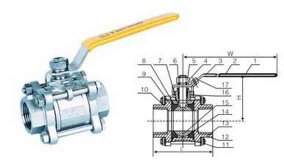 NPT Threaded 3 Piece SS Ball Valves Full Bore 1000WOG For Water