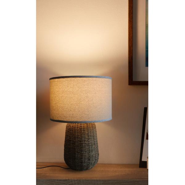 Sustainable Rattan Table Lamp , Durable Rattan Bedside Light Switch Control