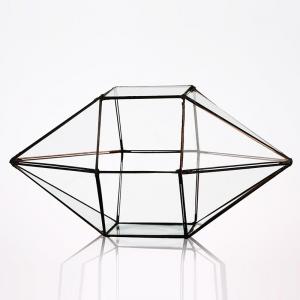 China Diamond Shaped Clear Glass Vase , Durable Geometric Terrarium Glass Vases on sale