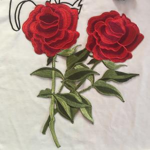 Wholesale Apparel Accessories Red Rose Embroidery Lace Applique Hot  Fix Motif from china suppliers