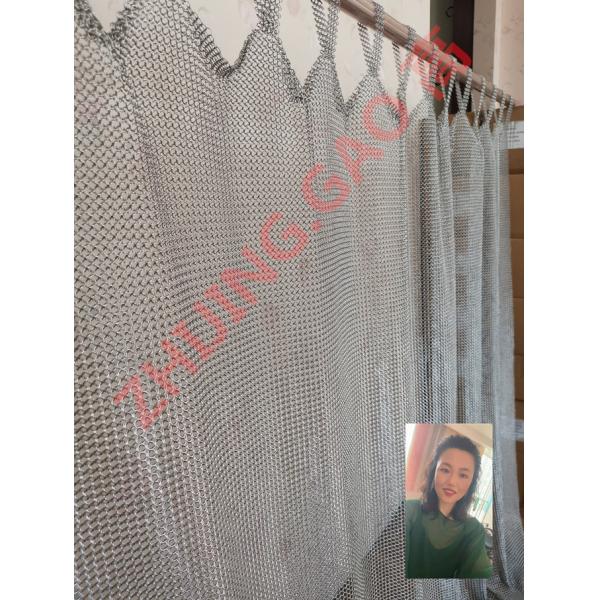 Height 3m Width 8m Titanium Plating Silver Chain Mail Ring Mesh Closure Curtain 0